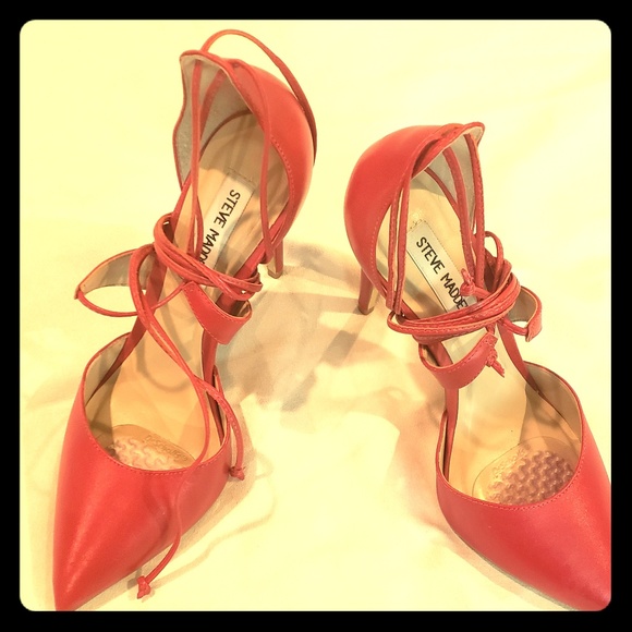 Steve Madden Shoes - Steve Madden Red Strappy Pointed Pumps